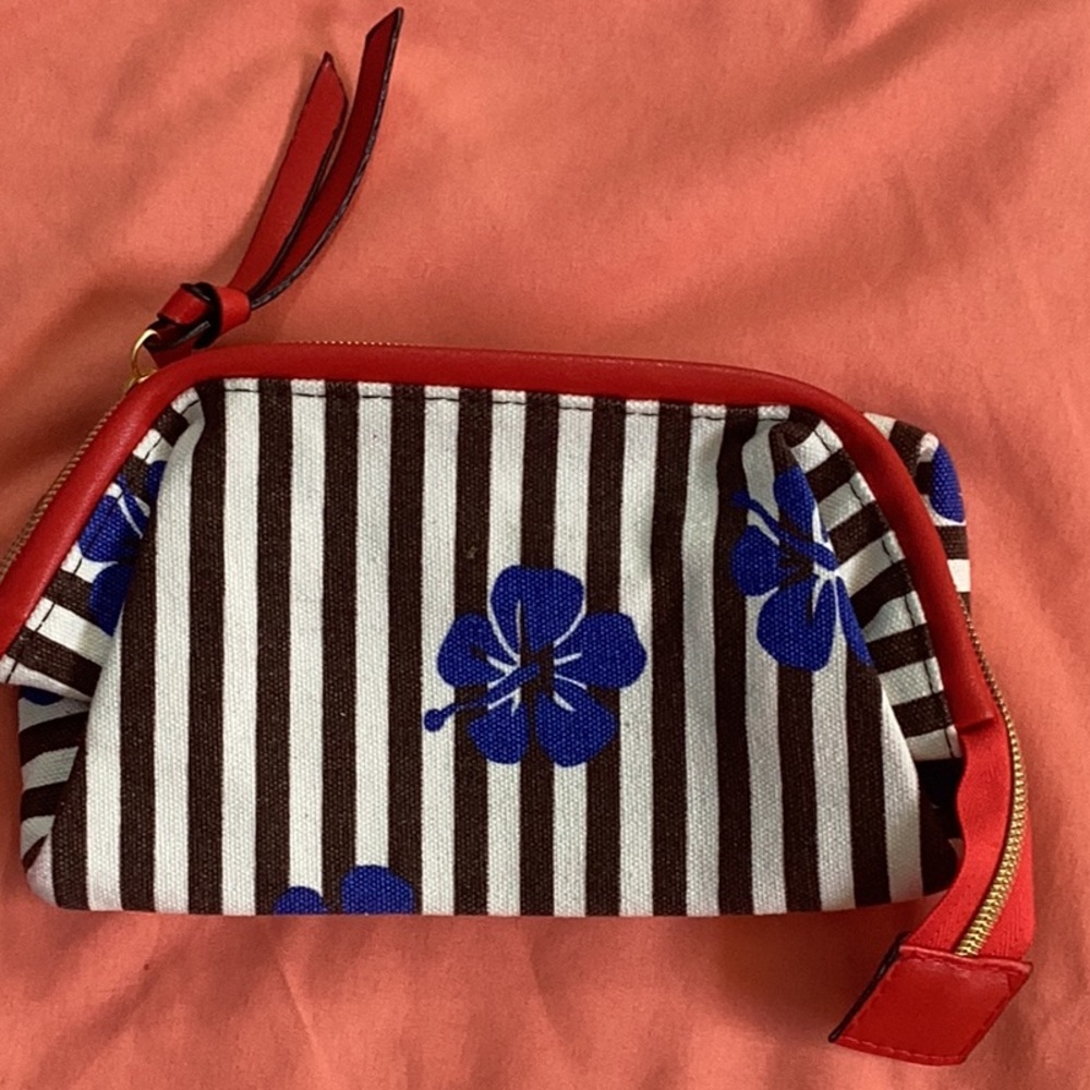 Striped Floral Tote Bag with Pouch - Picture 6 of 8